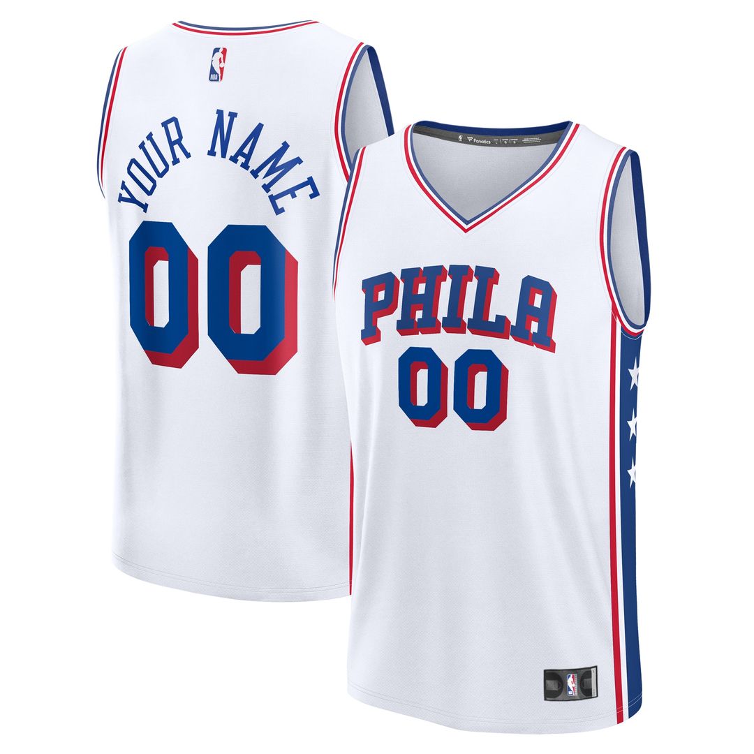 Philadelphia 76ers Fanatics Fast Break Custom Jersey - Association Edition - White