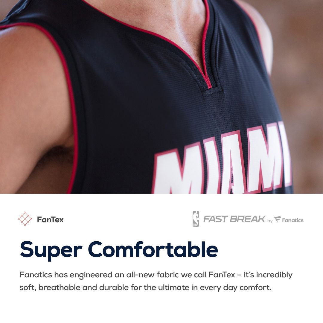 Miami Heat Fanatics Fast Break Custom Replica Jersey Black - Icon Edition