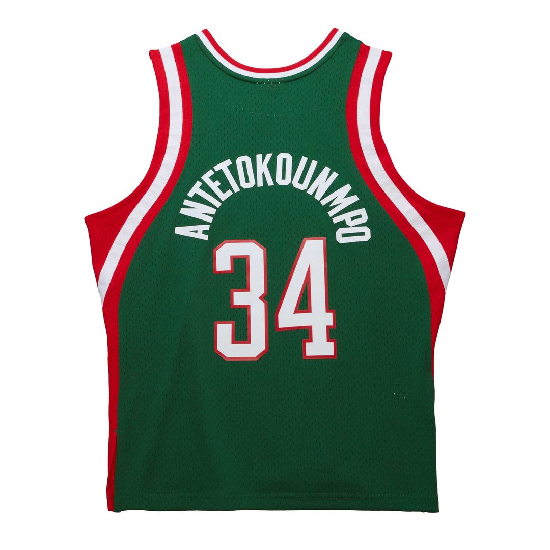 Giannis Antetokounmpo Milwaukee Bucks Mitchell & Ness 2013/14 Hardwood Classics Swingman Jersey - Hunter Green